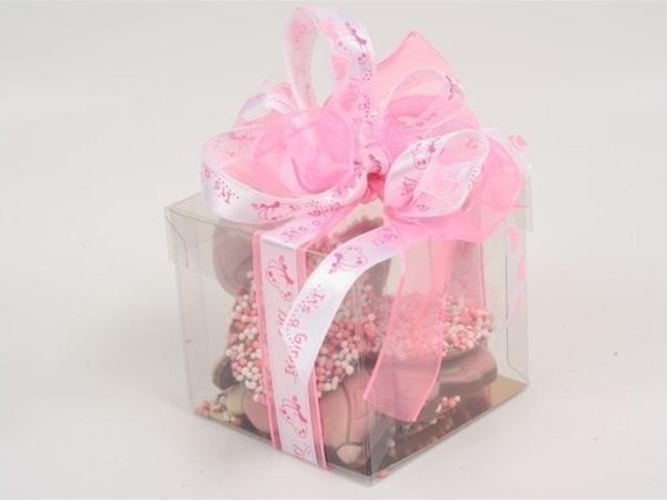 Doosje geboorte chocola meisje 150 g.